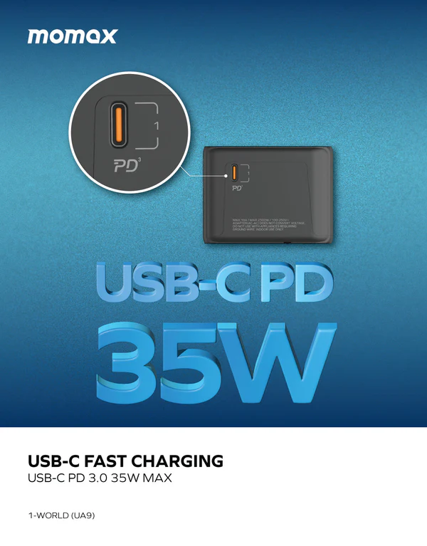 Momax 1-World | 5-Port Travel Charger 35W + AC Travel Adapter