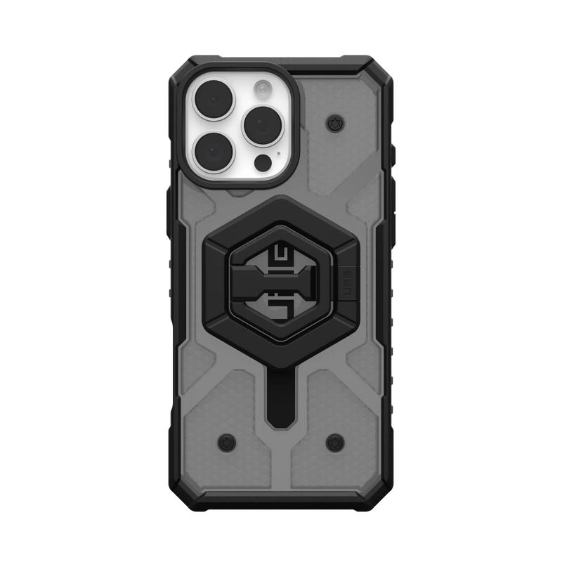 UAG iPhone 16 series Pathfinder Clear Case - Ash Case + Black Ring Stand