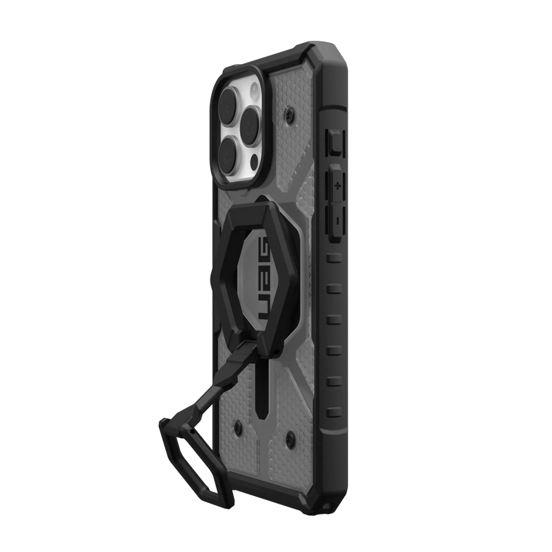 UAG iPhone 16 series Pathfinder Clear Case - Ash Case + Black Ring Stand
