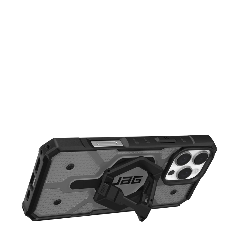 UAG iPhone 16 series Pathfinder Clear Case - Ash Case + Black Ring Stand