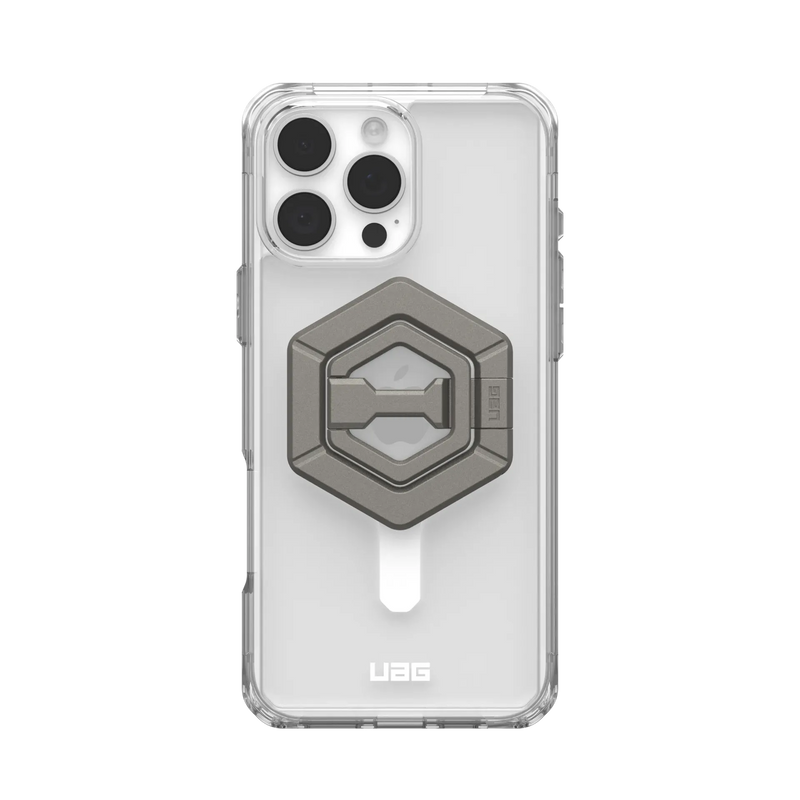 UAG iPhone 16 series Plyo Case Magsafe bundle - Ice White/ Titanium Stand