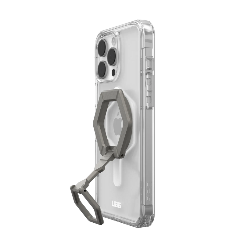 UAG iPhone 16 series Plyo Case Magsafe bundle - Ice White/ Titanium Stand