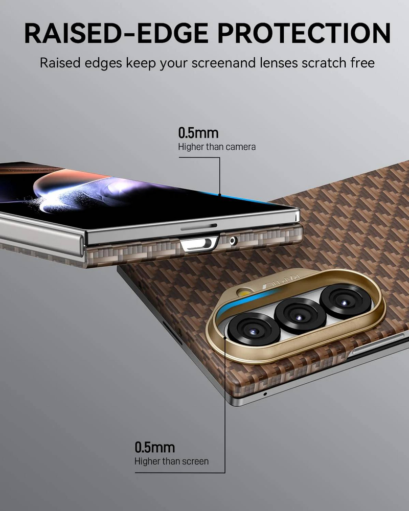 Raptic Aramid Fiber Skin-Origin Magnet Case for Samsung Galaxy Z Fold 7 - Humble
