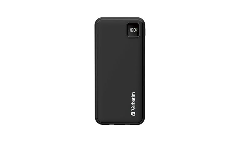 Verbatim Power Pack | 10000mAh Powerbank w/ Built-In Cables & Digital Display - Black