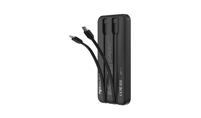 Verbatim Power Pack | 10000mAh Powerbank w/ Built-In Cables & Digital Display - Black