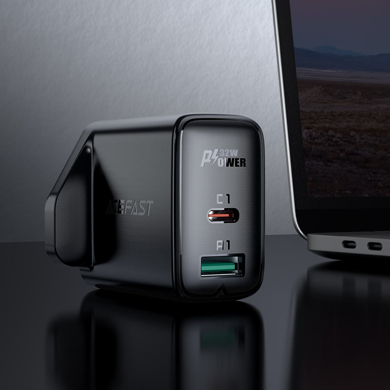 ACEFAST Fast Charge Wall Charger A8 PD32W (1xUSB-C+1xUSB-A) UK