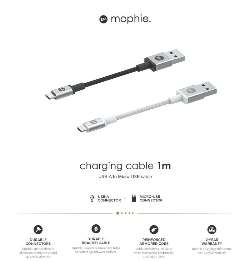 Mophie USB-A to Micro USB Charge & Sync Cable 1M