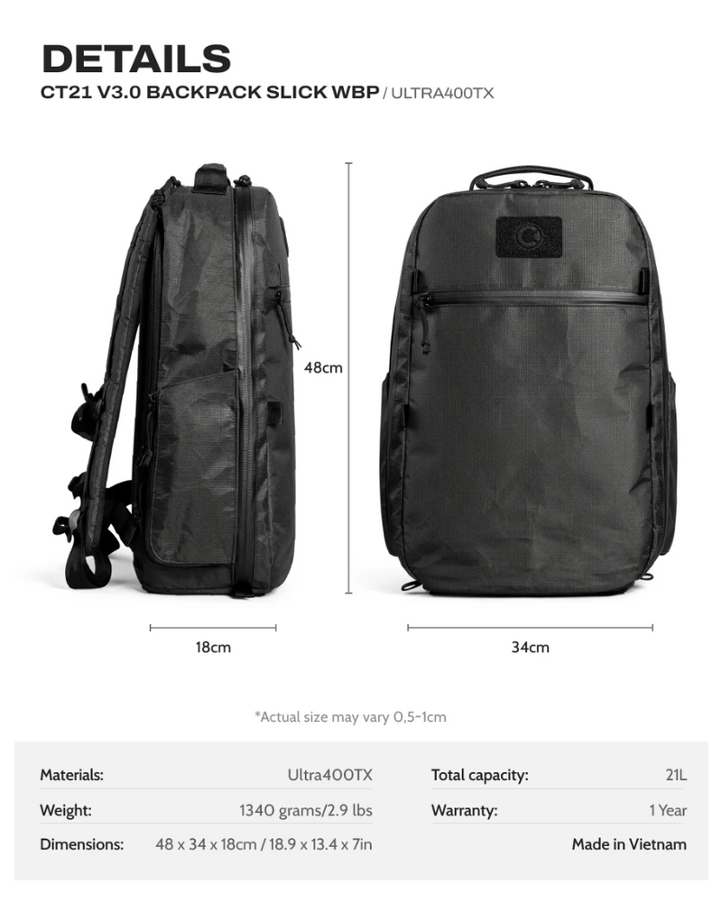 Ctactical CT21 V3.0 Backpack Slick - ULTRA400TX WBP
