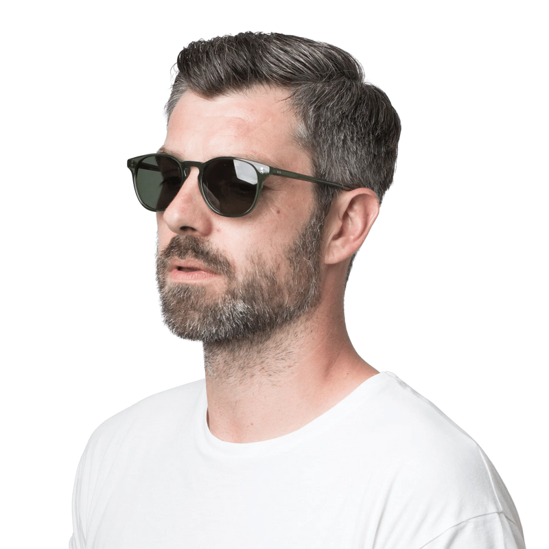 Rocket Eyewear MTO P3 Classic Sunglasses - Hunter Green Clear with Green Polarized Lenses (Launch Edition)  - Raised Asian Fit