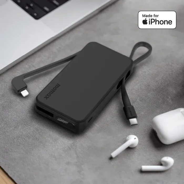 Momax 1-Power Vital+ | 10000mAh Battery Pack w/ Built-in USB-C & Lightning