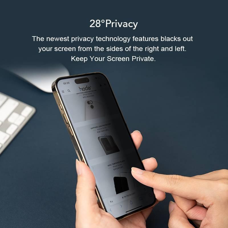 Hoda Anti-Peeper (Privacy) Full Coverage Tempered Glass with Helper for iPhone 15 Series - Oribags