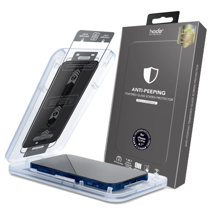 Hoda Anti-Peeper (Privacy) Full Coverage Tempered Glass with Helper for iPhone 15 Series - Oribags