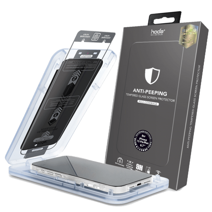 Hoda Anti-Peeper (Privacy) Full Coverage Tempered Glass with Helper for iPhone 15 Series - Oribags