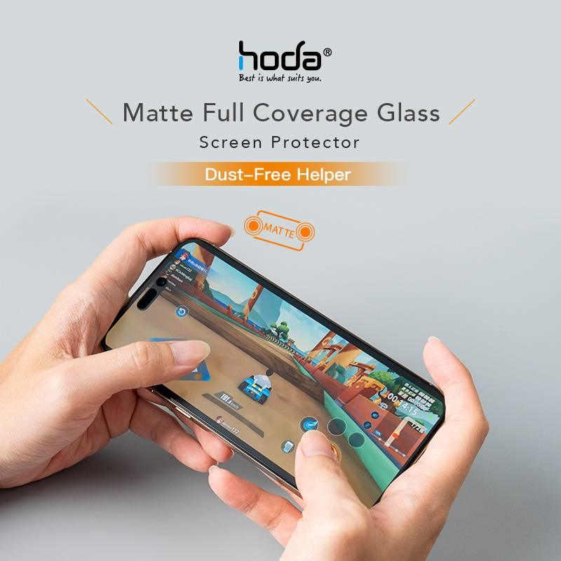 Hoda Gaming Anti-Glare Full Coverage Tempered Glass with Helper for iPhone 15 Series - Matte - Oribags