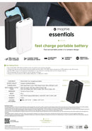 Mophie Essential Powerbank 20,000 mAh, PD 20W, 2A1C