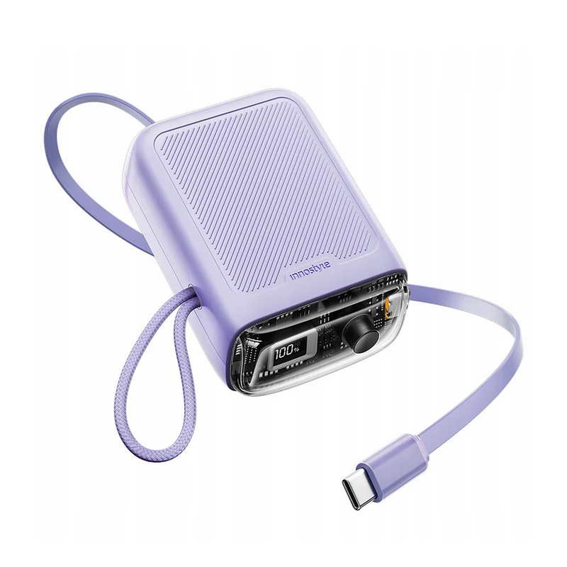 Innostyle TransiMini FlexCharge Retractable 30W 10000mAh 60cm USB-C Power Bank with Cable