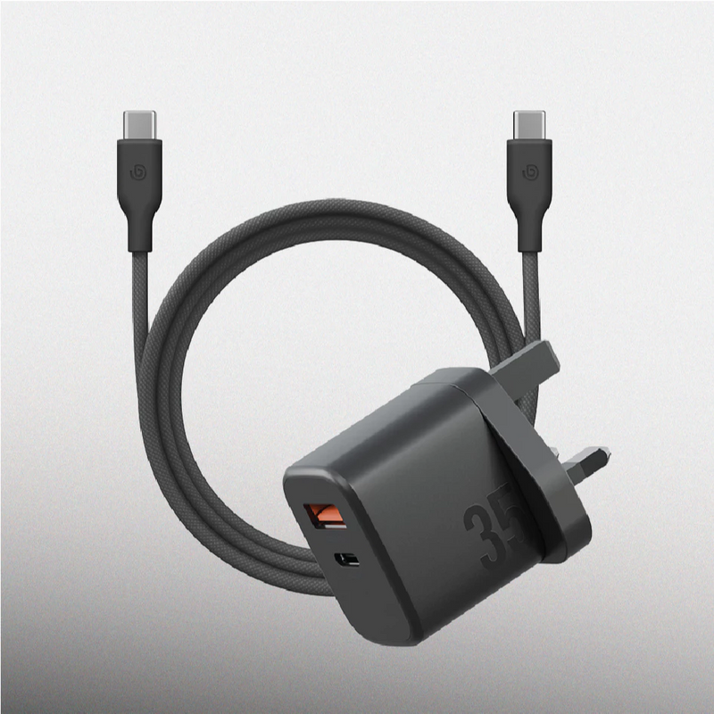 Energea Bazic Velox 35WGaN Charger with Weave Cable 1.5M 1A 1C Port