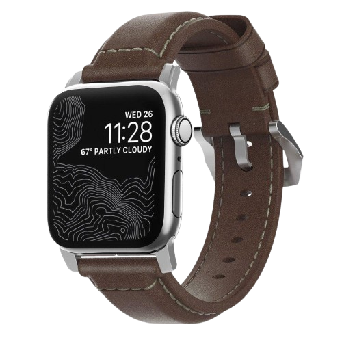 Nomad Classic Strap for All Apple Watch Series ( 44mm / 42 mm) - Brown Strap + Silver Hardware - Oribags