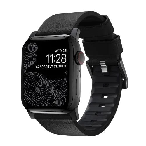 Nomad Modern Active Strap Pro for All Apple Watch Series ( 44mm / 42 mm) - Black Strap + Black Hardware - Oribags