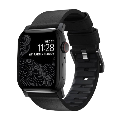 Nomad Modern Active Strap Pro for All Apple Watch Series ( 44mm / 42 mm) - Black Strap + Black Hardware - Oribags