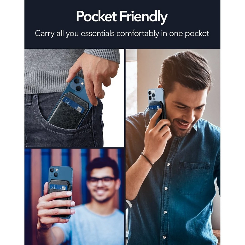 ESR HaloLock Vegan Leather Wallet Serie iPhone 14/13/12 Genuine Leather with HaloLock Magnetic Core Compatible with MagSafe