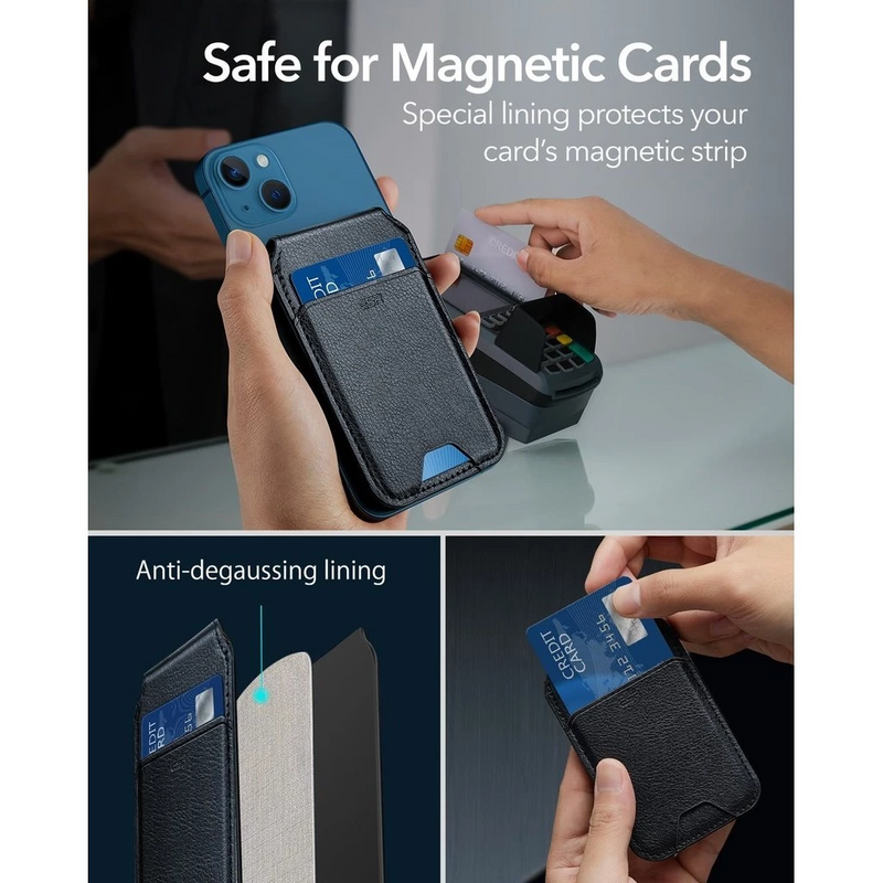 ESR HaloLock Vegan Leather Wallet Serie iPhone 14/13/12 Genuine Leather with HaloLock Magnetic Core Compatible with MagSafe