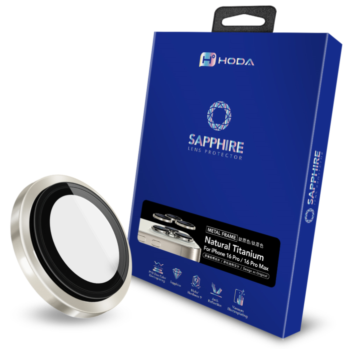 (Markdown) Hoda Sapphire Lens Protector With Helper for iPhone 16 Pro /16 Pro Max (3 Lens)