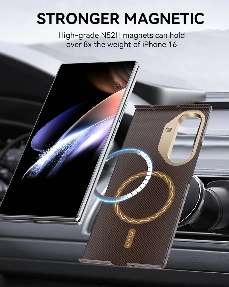 Raptic Aramid Fiber Skin-Origin Magnet Case for Samsung Galaxy Z Fold 7 - Humble