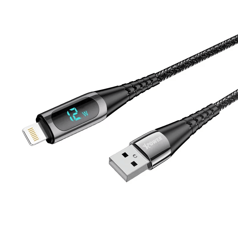 XPower 3A Zine Alloy USB-A to Lightning LED Display 1M Cable DPAL - Oribags