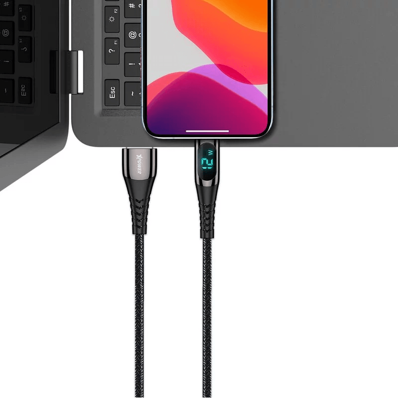 XPower 3A Zine Alloy USB-A to Lightning LED Display 1M Cable DPAL - Oribags