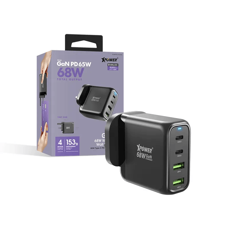 XPower Wall Charger 68W PD/PPS Mini GaN GW68 - Black - Oribags