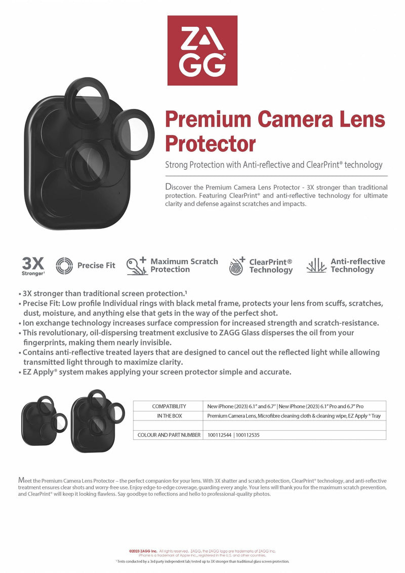 ZAGG Glass Premium Camera Lens For IPhone 15 Series - Black - Oribags