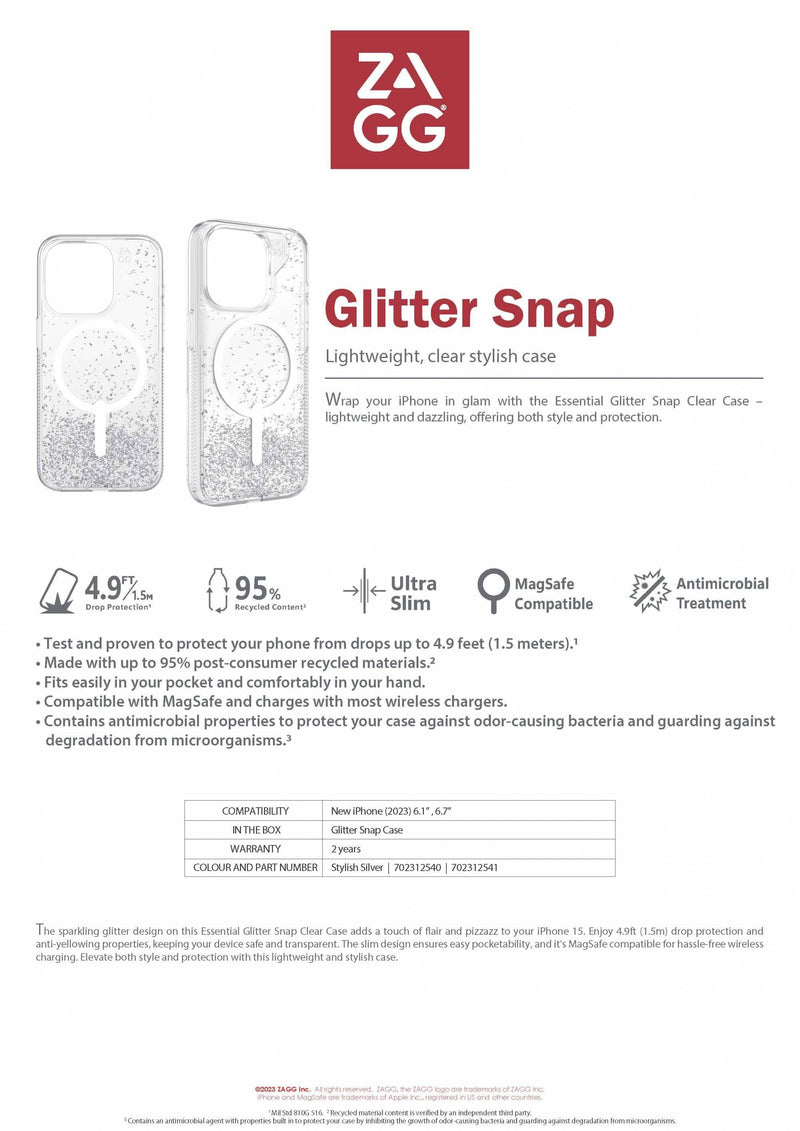 ZAGG Glitter Snap Case For IPhone 15 series - Matte - Oribags