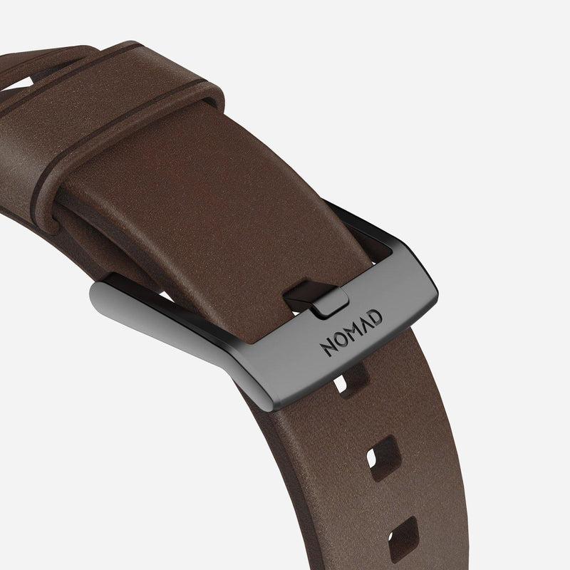 Nomad Modern Leather Strap for All Apple Watch Series ( 44mm / 42 mm) - Brown Strap + Black Hardware - Oribags.com