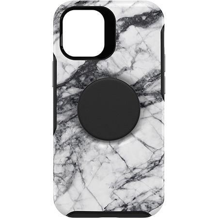 (Clearance) Otterbox iPhone 12 mini Otter + Pop Symmetry Series Case white marble - White Marble Graphic - Oribags.com