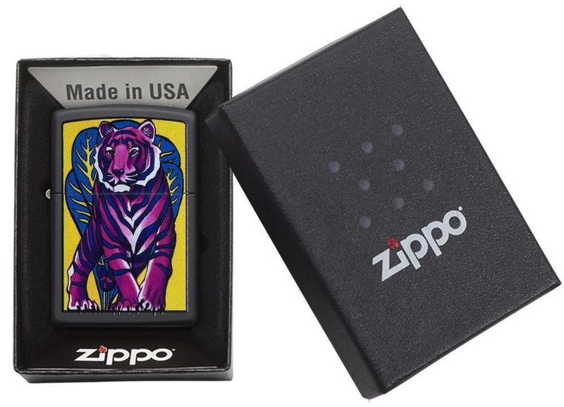 (Clearance) Zippo Tattoo Tiger Matte Black Windproof Lighter (29714) - Oribags.com
