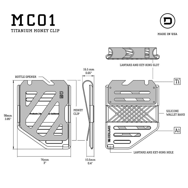 Dango Products MC01 Titanium Money Clip - Oribags.com