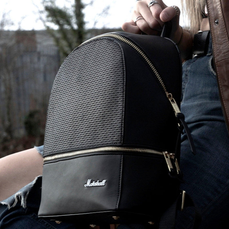 Marshall Downtown Backpack - Black/ Gold - Oribags.com