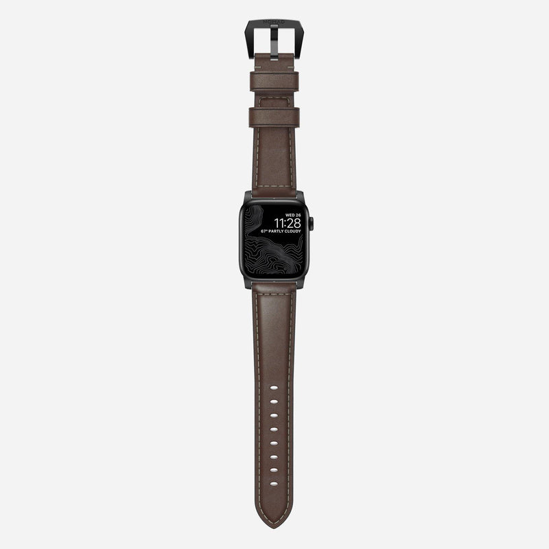Nomad Classic Strap for All Apple Watch Series ( 44mm / 42 mm) - Brown Strap + Black Hardware - Oribags.com
