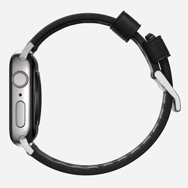 Nomad Modern Active Strap Pro for All Apple Watch Series ( 44mm / 42 mm) - Black Strap + Silver Hardware - Oribags.com