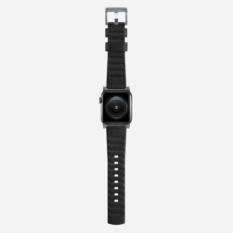 Nomad Modern Active Strap Pro for All Apple Watch Series ( 44mm / 42 mm) - Black Strap + Silver Hardware - Oribags.com