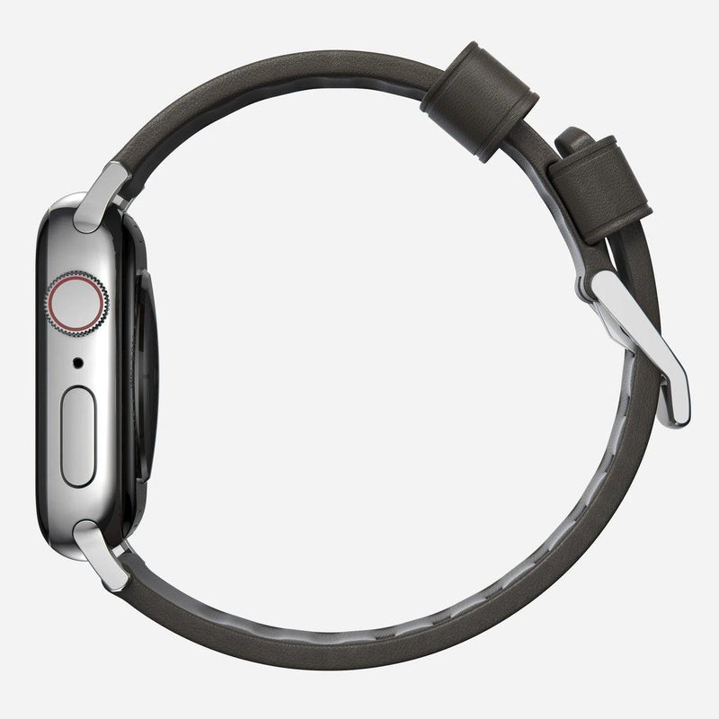 Nomad Modern Active Strap Pro for All Apple Watch Series ( 44mm / 42 mm) - Brown Strap + Silver Hardware - Oribags.com