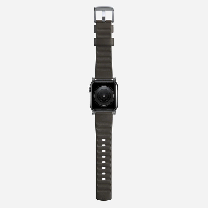 Nomad Modern Active Strap Pro for All Apple Watch Series ( 44mm / 42 mm) - Brown Strap + Silver Hardware - Oribags.com