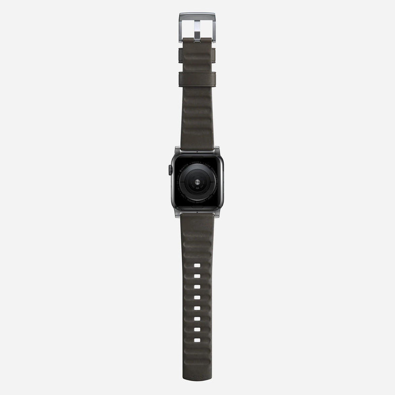 Nomad Modern Active Strap Pro for All Apple Watch Series ( 44mm / 42 mm) - Brown Strap + Silver Hardware - Oribags.com