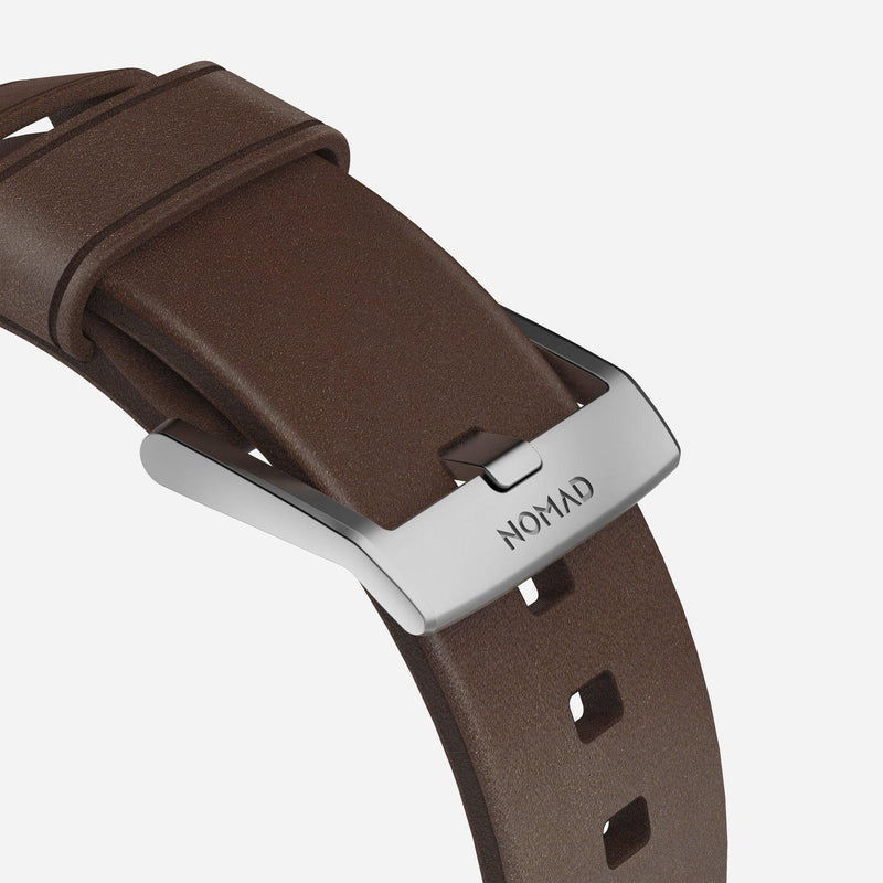 Nomad Modern Leather Strap for All Apple Watch Series 44mm 42 mm Brown Strap Silver Hardware Oribags