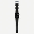 Nomad Rugged Strap for All Apple Watch Series ( 44mm / 42 mm) - Black Strap + Silver Hardware - Oribags.com