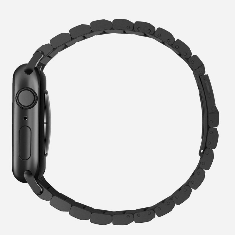 Nomad Steel Strap for All Apple Watch Series ( 44mm / 42 mm) - Black Strap + Black Hardware - Oribags.com