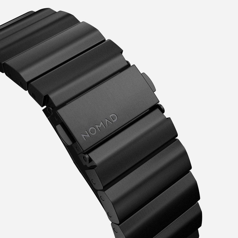 Nomad Steel Strap for All Apple Watch Series ( 44mm / 42 mm) - Black Strap + Black Hardware - Oribags.com