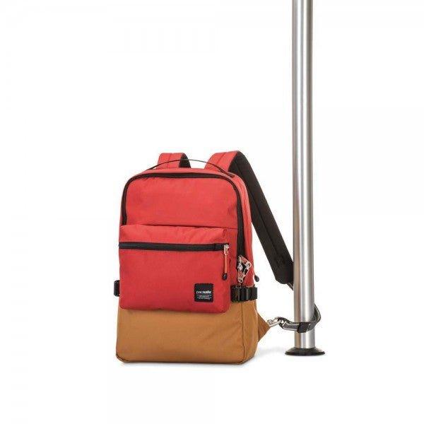 (Promo) Pacsafe Slingsafe LX350 Anti-Theft Compact Backpack - Chili/Khaki - Oribags.com