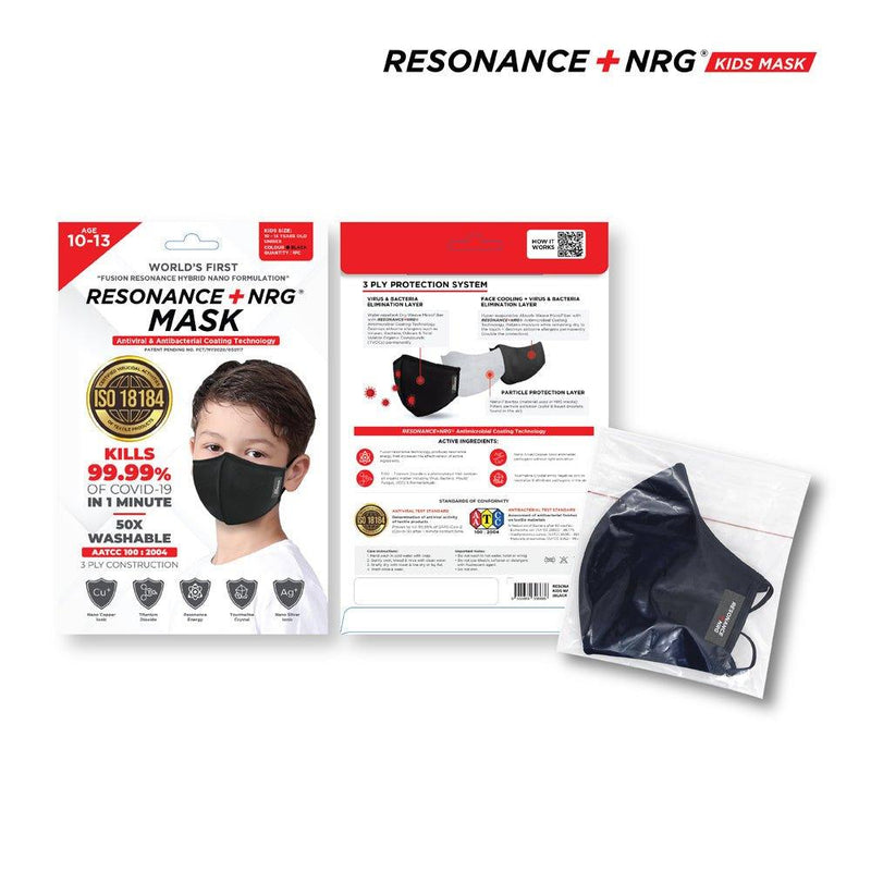 Resonance +NRG Washable 3-Ply Mask 2 Sizes - Grey - Oribags.com